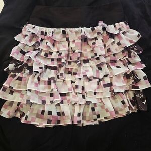 Stylish Aggie Ruffle Mini Skirt - Black and Pink